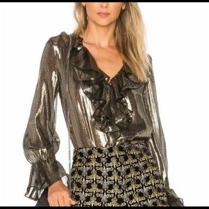 Alice Olivia Elliott Gold Blouse - XS